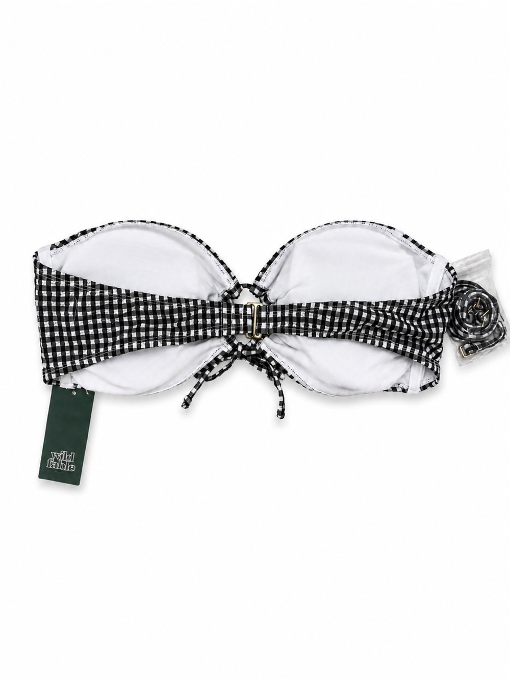 Wild Fable Black & White Gingham Bandeau Bikini Top XL NWT - Picture 2 of 3